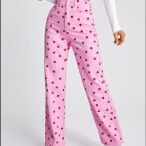 Heart denim pants
